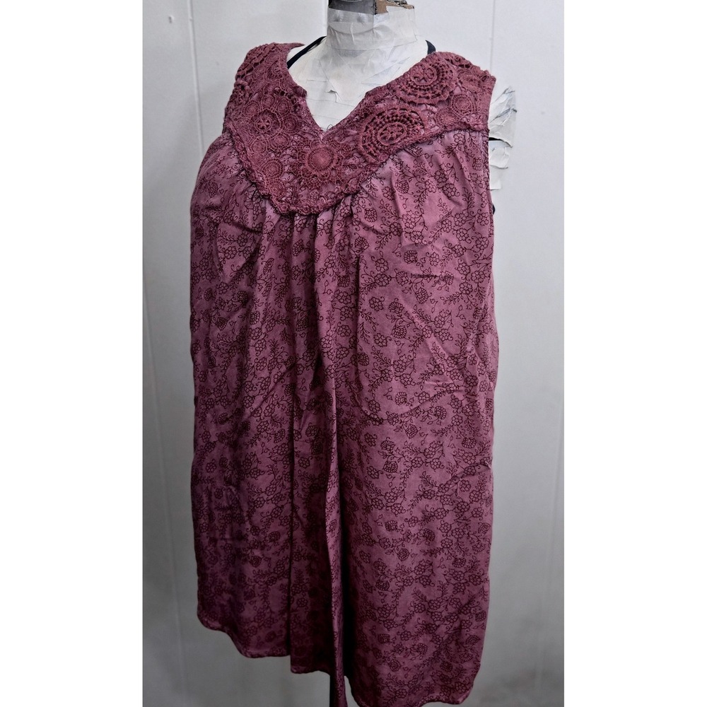 O'Neill Dress Women's Small Mauve‎ Purple Floral Crochet V Neck Sleeveless Boho